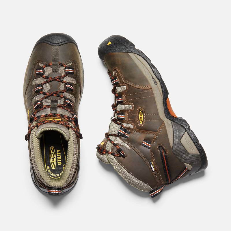 Keen Detroit XT Waterproof Soft Toe Arbeitsschuhe Herren DE-35908 Black Olive/Leather Brown - Keen H